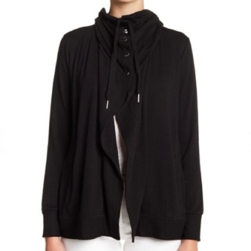 CABLE & GAUGE FUNNEL NECK OPEN FRONT JACKET